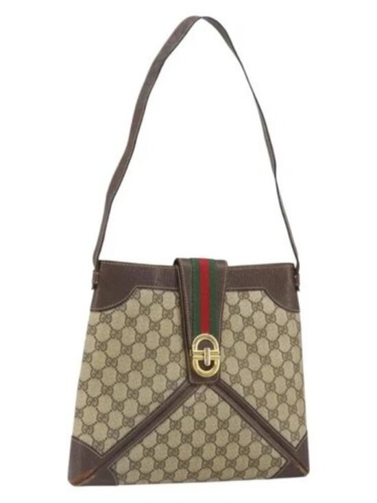 Gucci Handbags - GUCCI GG Supreme Web Sherry Line Shoulder Bag PVC Beige Gold 201446 Auth 166734
